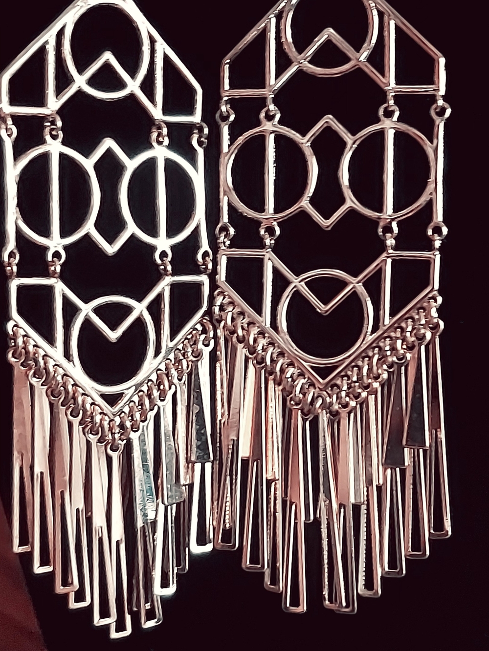 Geometric Fringe Drop Earrings - Gold Vintage Ellagant High Quality!